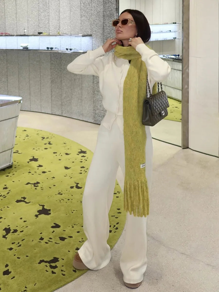 Women’s Knit Cardigan And Pants Set Slim Fit Long Sleeve Winter