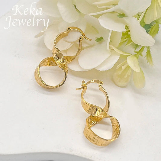 Dubai 24k Gold Color Earrings Great Wall Pattern Classic Earring Design Woman Accessories African Jewelry Set For Daily Wear