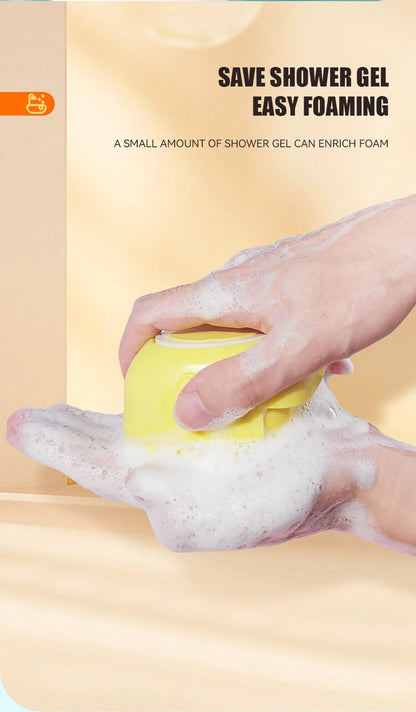 Pet Bath Brush With Soft Silicone Bristles And Dispenser For Dogs And Cats