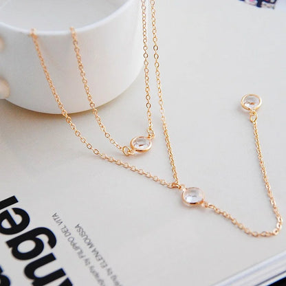 Minimalist Necklace Y Shaped Collarbone Double Layer for Daily Wear