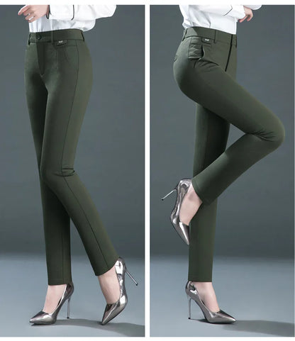 Multiple Pockets Y2k Clothes Straight Leg Pants Elegant Woman Dress Pants Women's Stretch Casual Trousers Clothing