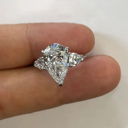 Pear-Cut Moissanite Ring in 18K Gold Plated Sterling Silver with Prong