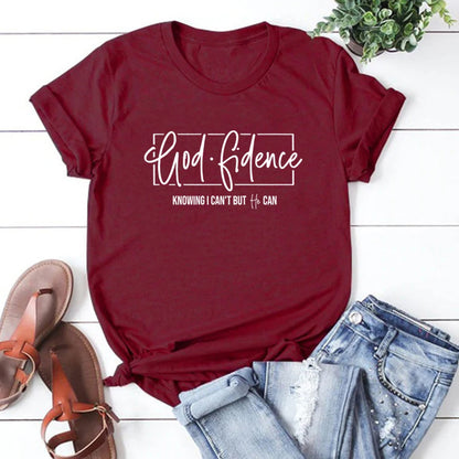God Fidence Knowing I Can't But He Can - Men Women Short Sleeve T-shirts