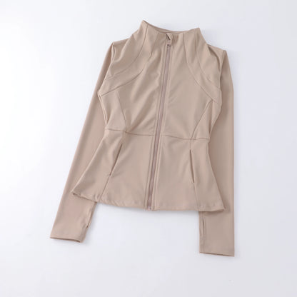 Luxe Yoga fitted Coat Women's Slimming Long Sleeve Fast Running Thin Pilates Fitness Suit Top Clothing