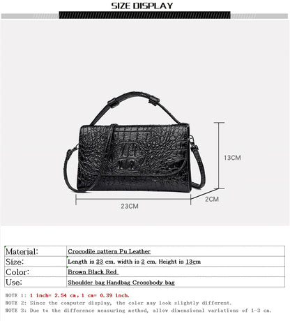 Women's crocodile-embossed crossbody bag with top handle