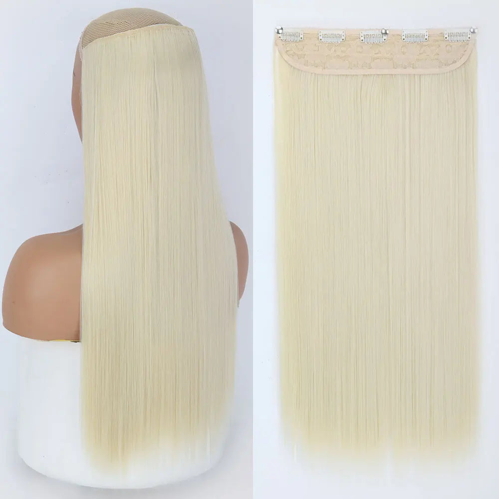 Heat-Resistant Clip-In Hair Extensions Five Clips for Dark Hair