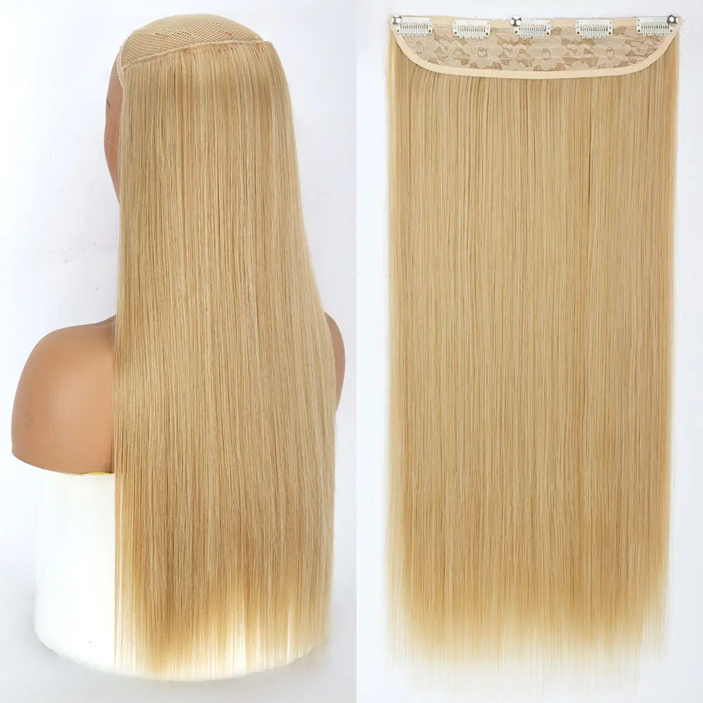 Heat-Resistant Clip-In Hair Extensions Five Clips for Dark Hair