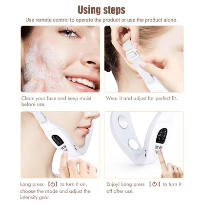 Jawline facial massager with EMS pulse vibration and heat