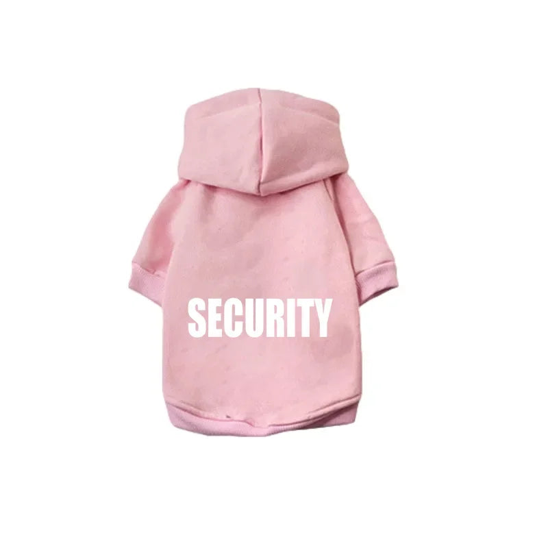 Dog fleece hoodie with a SECURITY back print