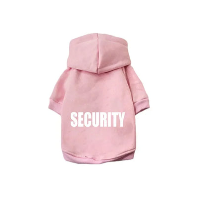 Dog fleece hoodie with a SECURITY back print