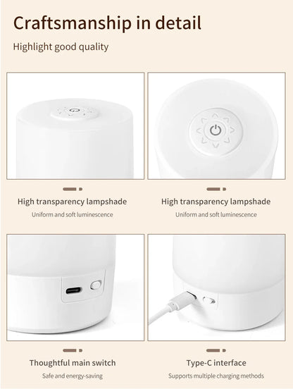 Touch bedside lamp with remote control and three light modes