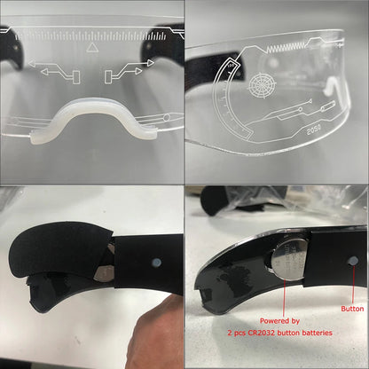 Gifts & Novelty LED festival glasses with engraved visor details and battery compartment