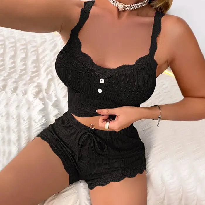 Breathable Pajama Set Sleeveless Top and Shorts for Warm Nights