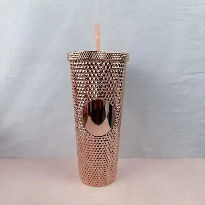 2026 Luxury Diamond Cold Cup Tumbler with Straw | Double Wall Iced Coffee Cup | Starbucks-Style Reusable Cup