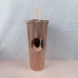 2026 Luxury Diamond Cold Cup Tumbler with Straw | Double Wall Iced Coffee Cup | Starbucks-Style Reusable Cup