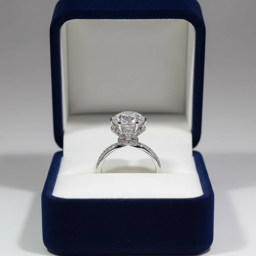 Lab-Grown Engagement Ring with Zircon Center Stone 8x8 mm