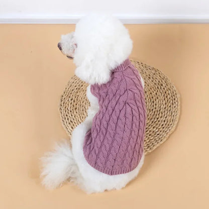 Knitted turtleneck dog sweater for everyday walks and lounging
