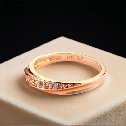 Engagement Wedding Rings For Women Promise Dainty Ring Fashion Jewellry Simple Rose Gold Color Zirconia Jewelry Female R314