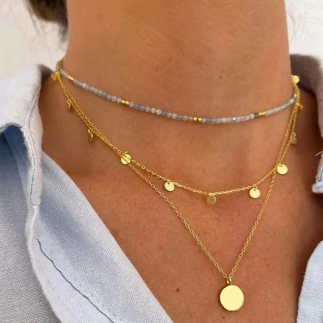 Layered Heart Pendant Necklace with Crystal Bead Detailing for Everyday Sparkle and Delicate Shine
