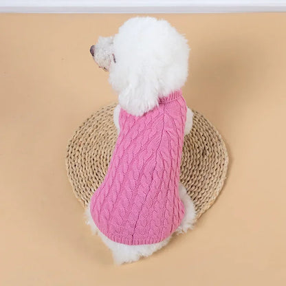 Knitted turtleneck dog sweater for everyday walks and lounging
