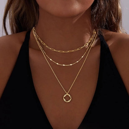 Layered Gold Necklaces Set - 14K Gold Plated Stackable Chain Choker Necklace