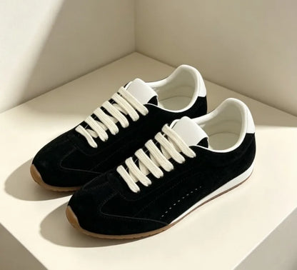 Unisex suede-look retro runner sneakers with gum sole