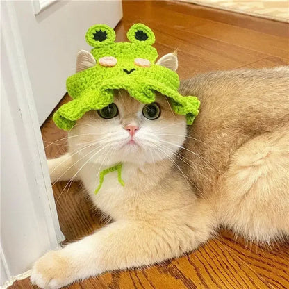 Soft Hat Hand-Crocheted with Elastic Fit for Cats Photo Prop