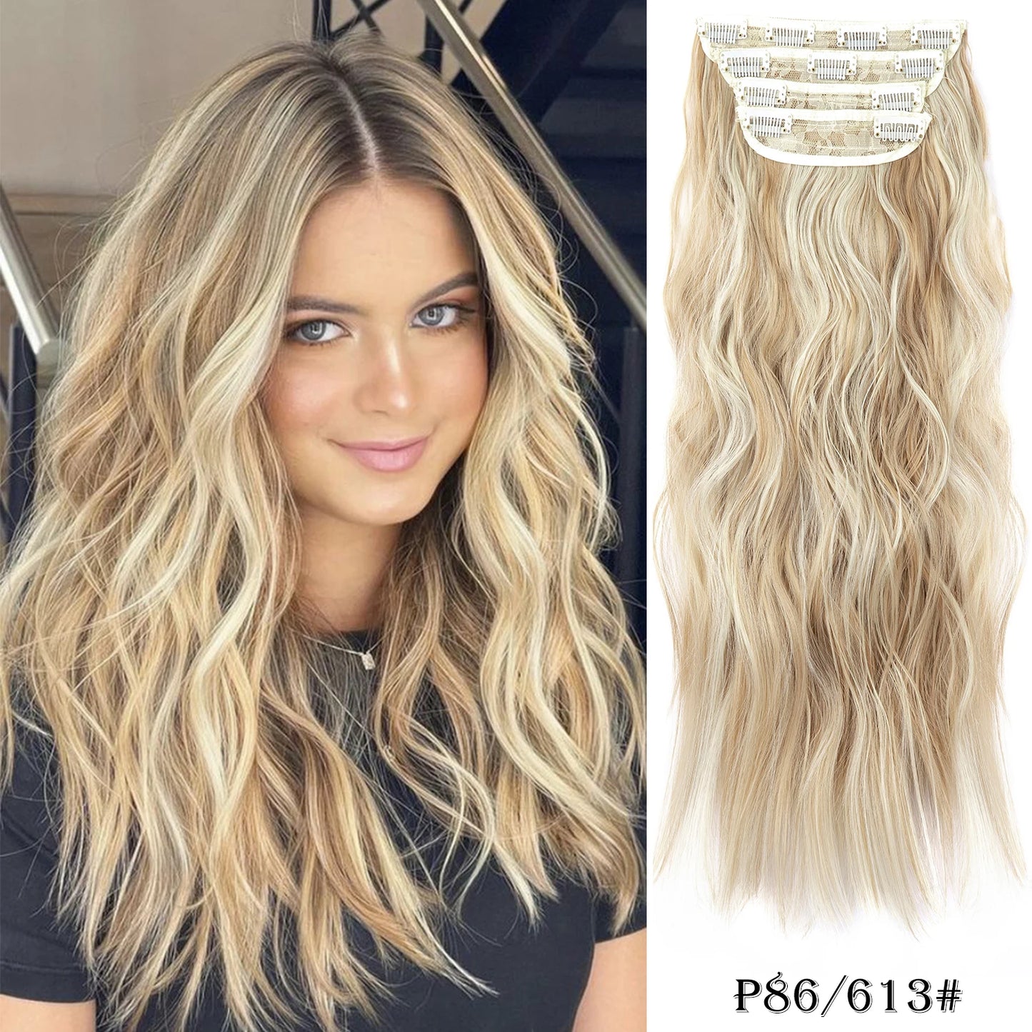 Synthetic Clip In Hair Extensions 11Color Synthetic Clip In Hair Extensions Long Wavy 4Pcs/Set Piece 11 Clip-In Hairpieces