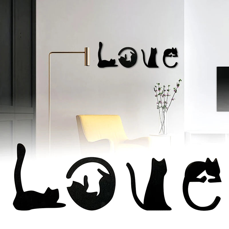 Handmade Resin Cat Wall Art with Matte Black Finish for Living Room