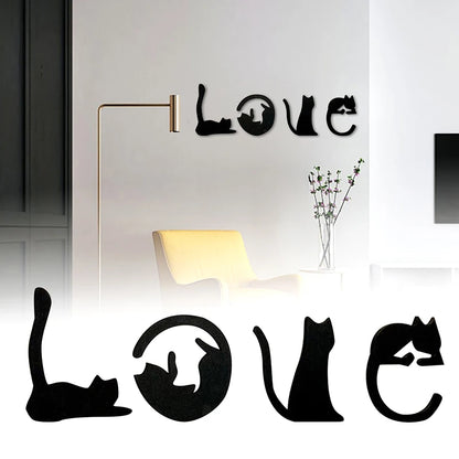 Handmade Resin Cat Wall Art with Matte Black Finish for Living Room