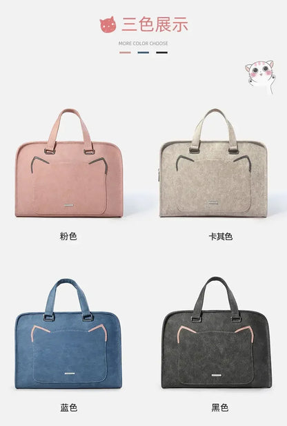 Pink Laptop Shoulder Bag Sleeve Handbag Waterproof MacBook Air Pro 13.3 14 15.6 16 Inch PC Case Travel Briefcase Shockproof