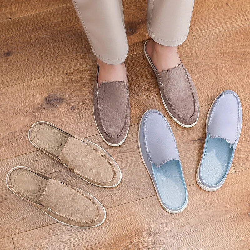 Men's suede-look slip-on mule with open back