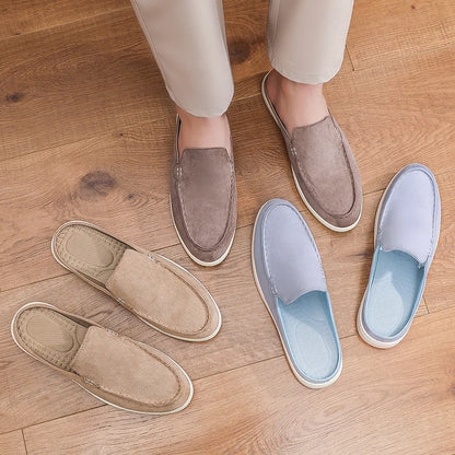Men's suede-look slip-on mule with open back