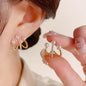 Upscale 14k Gold Jewelry Real Gold  Earrings Zircon Pearl Twist Luxury Stud Earrings for Women Brincos Pendientes Bijoux