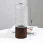 Crystal Glass Vase With Solid Wood Base In Modern Style With Slim Profile For Centerpiece Display