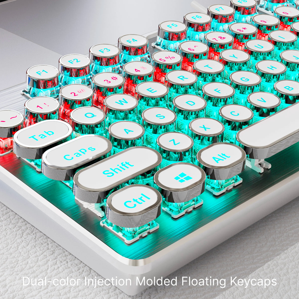 Retro typewriter mechanical gaming keyboard with RGB crystal keycaps