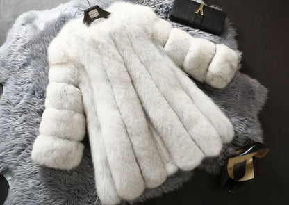 Luxe Faux Fur Jackets for Women Long Puff Sleeve Woman Coat Solid Short Warmth Outerwear Clause Ladies Elegant Streetwear