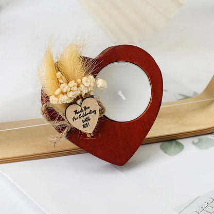 Heart Shaped Wooden Candle Holder Wedding Table Centerpiece