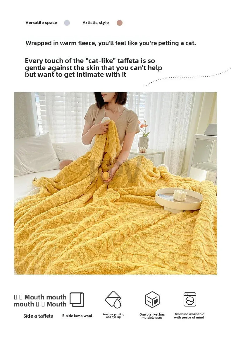Ultra Blanket With Double Layer Milk Velvet And Lambswool Warmth
