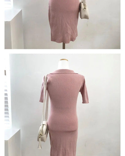 Breathable Dress with V-Neck and Empire Waist Knee Length for Effortless Daytime Style