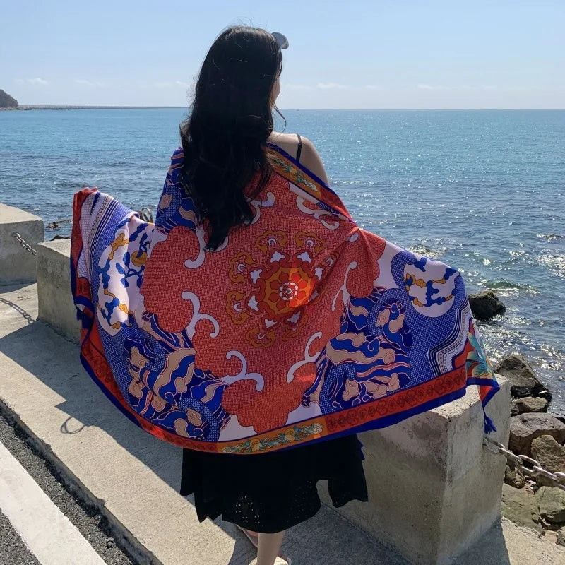 Women's printed beach sarong wrap scarf and sun cover