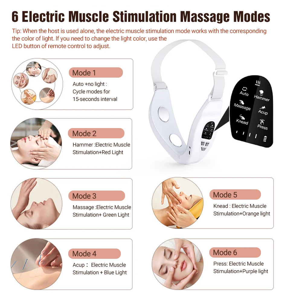Jawline facial massager with EMS pulse vibration and heat