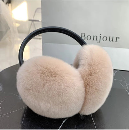Natural 100% Rex Rabbit Fur Earmuffs Fashion Women Warm Russia Winter Real Fur Earmuffs Children Ear Cover fur Earlap Girl