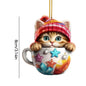 Christmas Tree Cat Pendant - Acrylic Fun Christmas Decorations Party Supplies