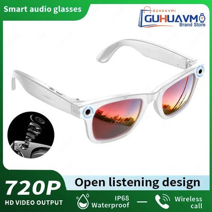 2026 Smart Glasses 8MP Camera WiFi Bluetooth Touch Control IP65 Waterproof AI Translation Noise Cancelling AI Glasses Women