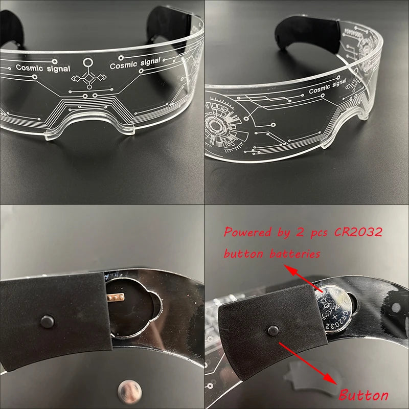 Gifts & Novelty LED festival glasses with circuit board graphics and crystal bead illumination features