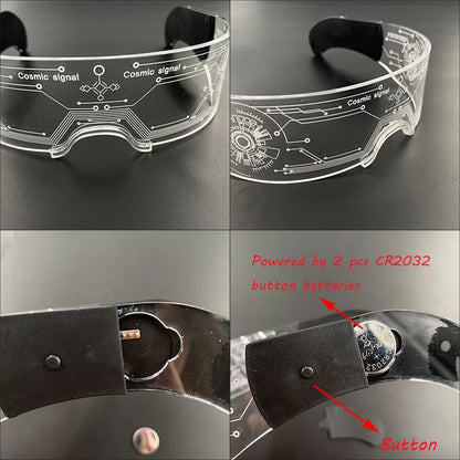 Gifts & Novelty LED festival glasses with circuit board graphics and crystal bead illumination features