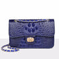 Textured Leather Crossbody Bag With Crocodile Pattern And Durable Build And Everyday Chain Strap
