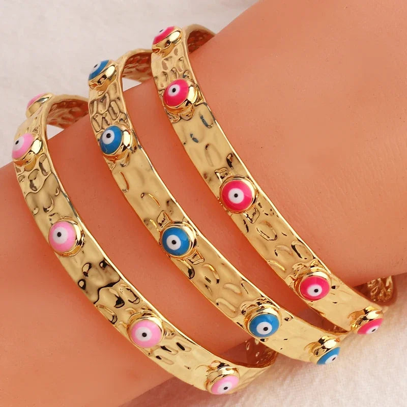 Women’s gold-plated evil eye crystal cuff bracelet