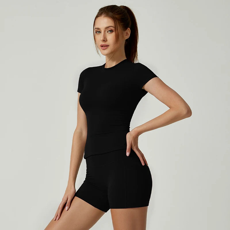 Women Yoga Set Gym Sportswear Sport Top High Waist Shorts Suit Fitness Workout Butt Lifting REVOLUTION SETS